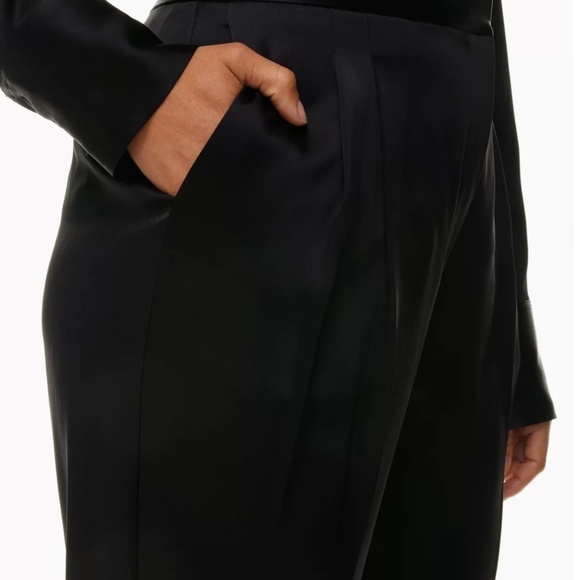 Aritzia Babaton Dress Pants Trousers High Waist Darted Silky Black Pockets 6 - Picture 2 of 16